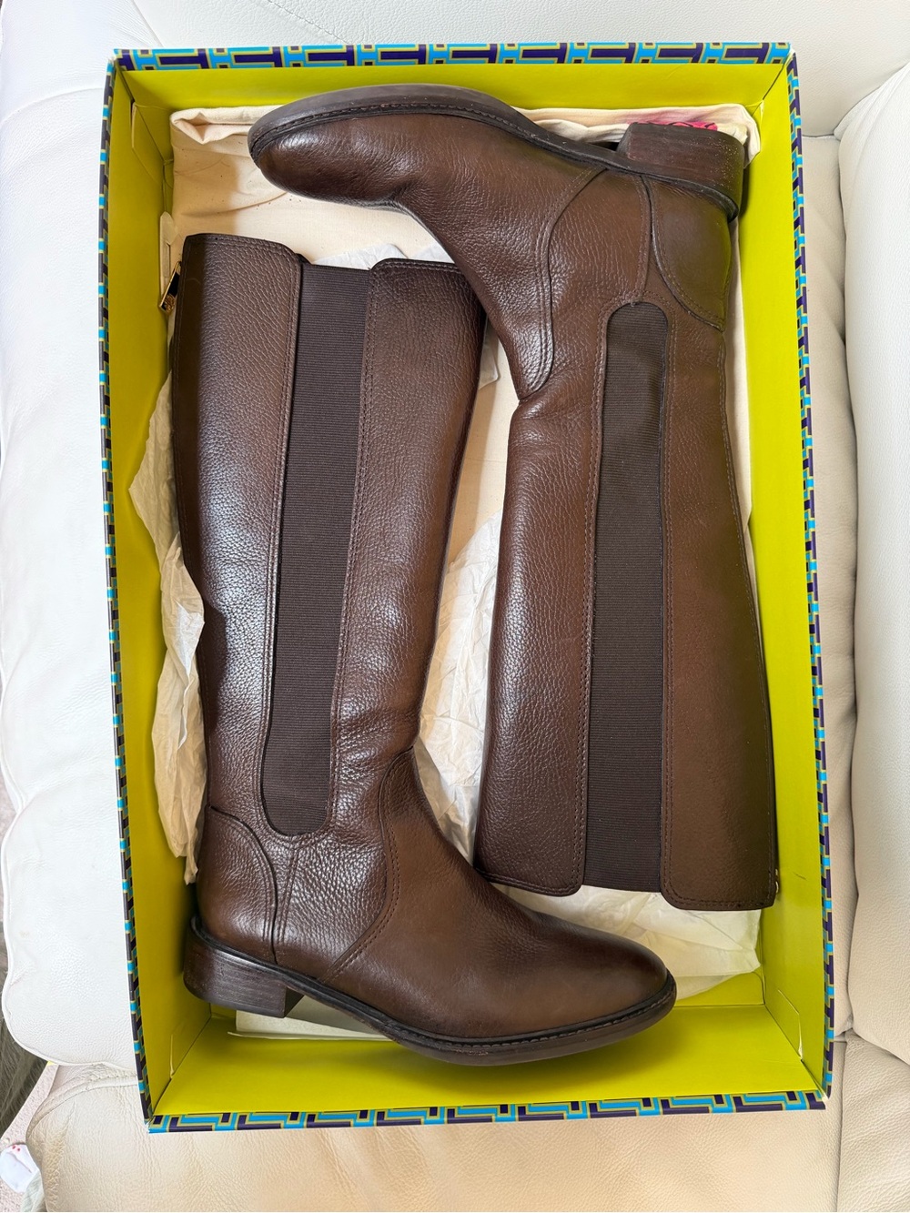 Tori Burch Classic Tall Brown Leather Riding Boots - Women